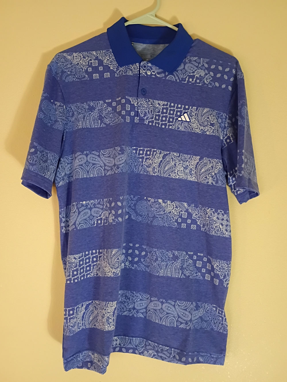 Adidas Go-To Printed Men's Short Sleeve Golf Polo Shirt Blue - NWT Small $80